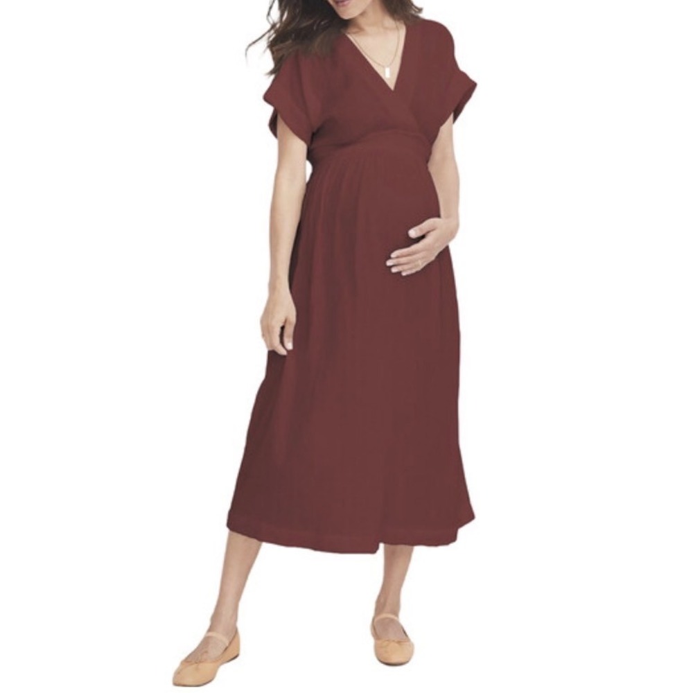 HATCH Carolina Dress Small size 2 Rust Cotton Midi Empire Waist Maternity Boho